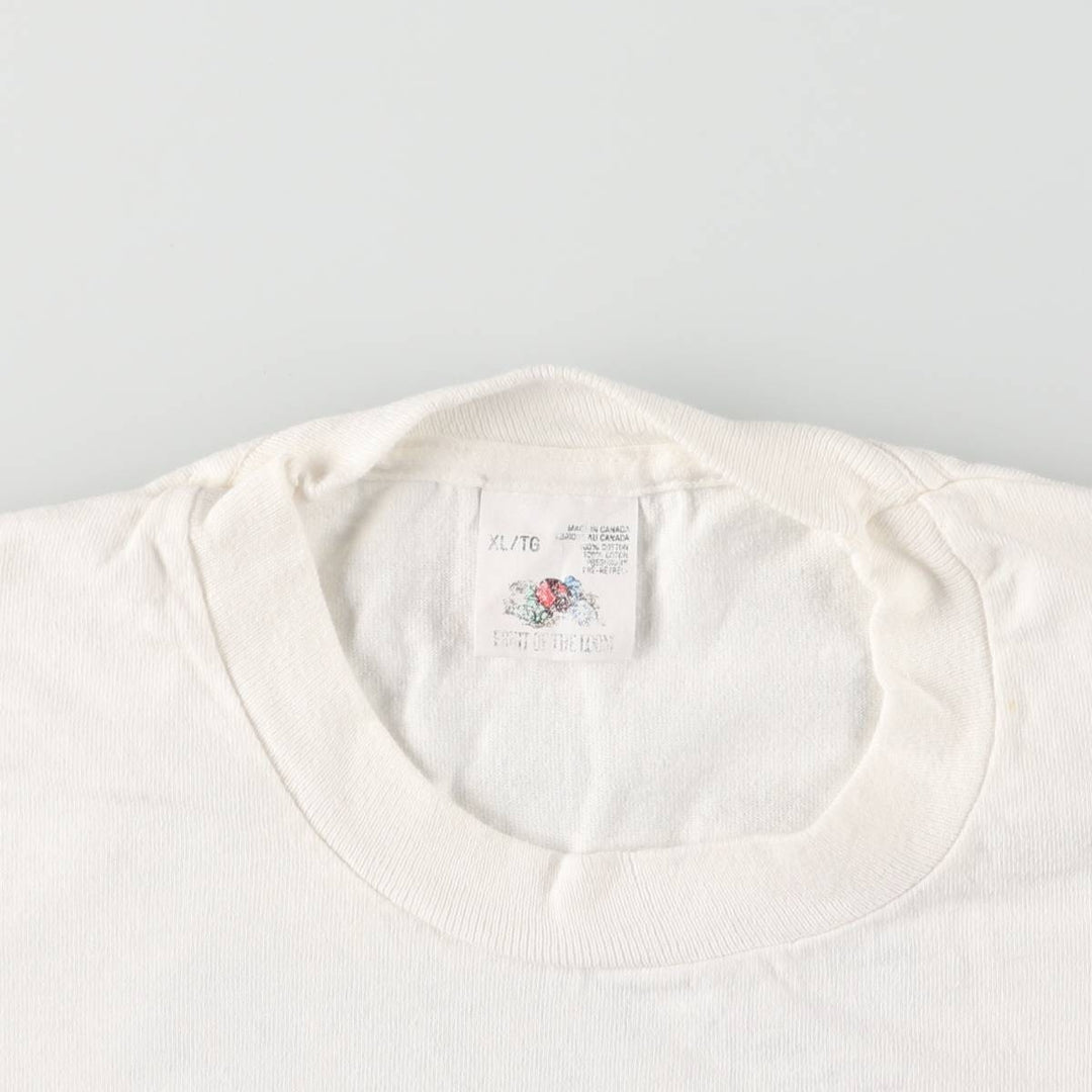 90'S Fruit of the Loom Advertising T-shirt, Made in Canada, Men's XL, Vintage cotton white type Vintage Second Hand