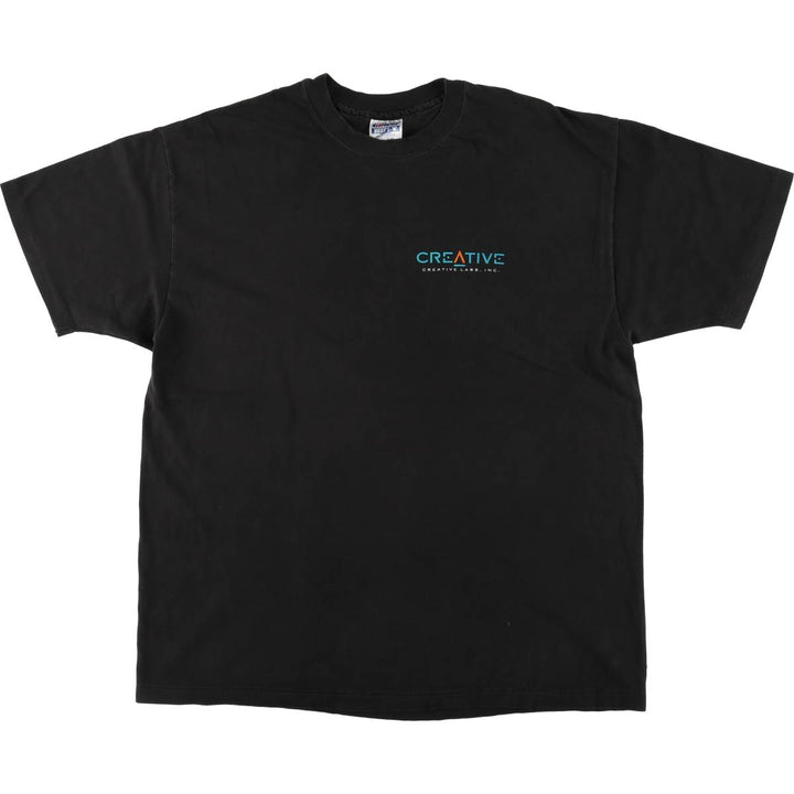 90'S Hanes BEEFY-T Advertising T-shirt Made in USA Men's XL Vintage cotton black type Vintage Second Hand