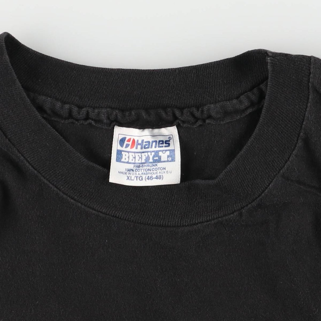 90'S Hanes BEEFY-T Advertising T-shirt Made in USA Men's XL Vintage cotton black type Vintage Second Hand
