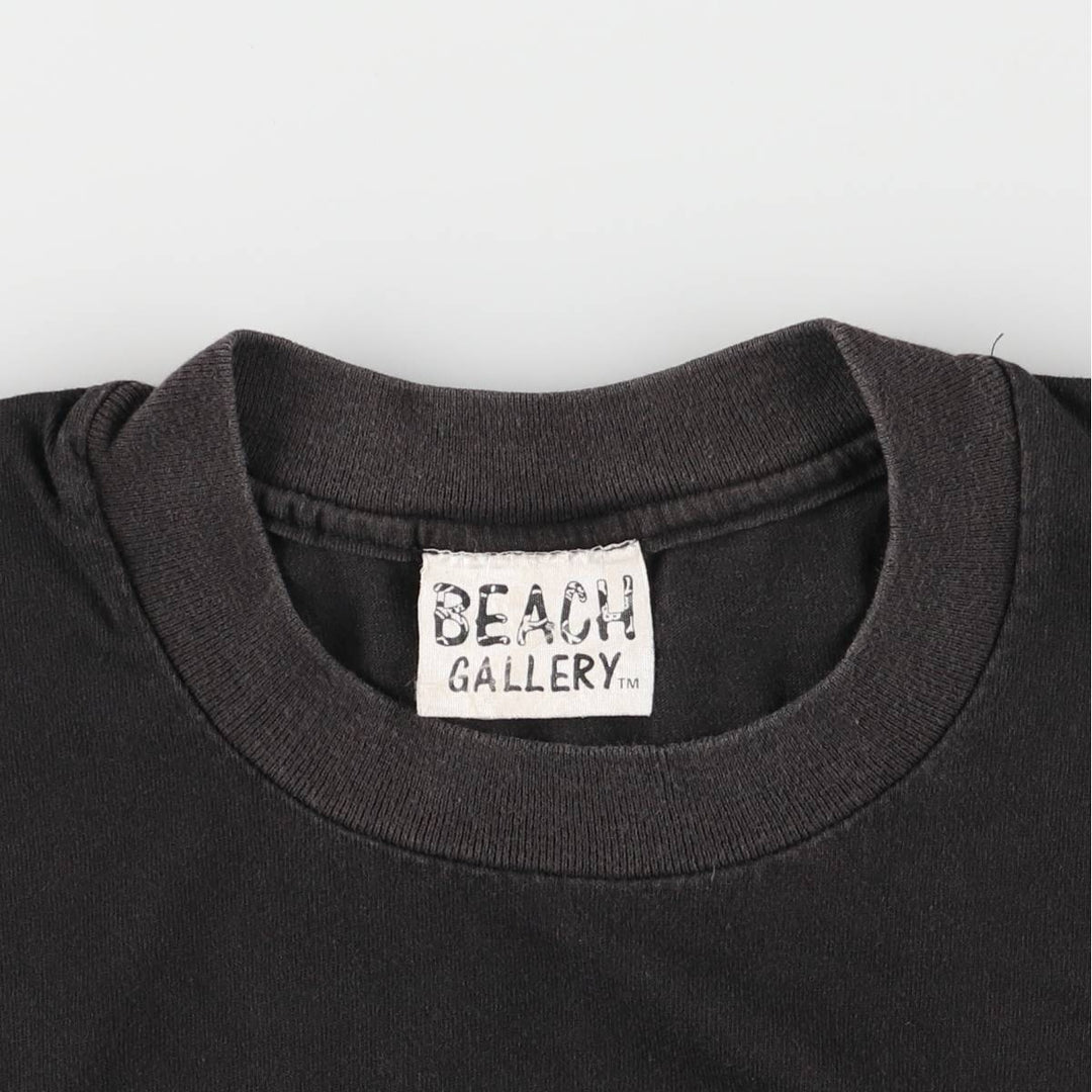 80s~90'S Stedman SUPER HI-CRU BEACH GALLERY Printed T-shirt Made in USA Men's L size Vintage cotton black type Vintage Second Hand