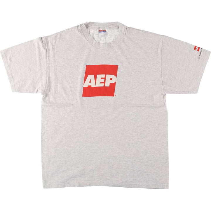 90s-00'S Hanes AEP American Electric Power Advertising T-shirt Men's L size cotton gray type Vintage Second Hand