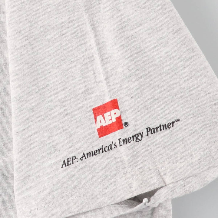 90s-00'S Hanes AEP American Electric Power Advertising T-shirt Men's L size cotton gray type Vintage Second Hand
