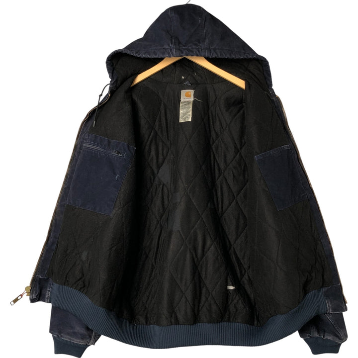 00'S Carhartt Active Jacket Duck Full Zip Hoodie Men's XL cotton navy blue type Vintage Second Hand