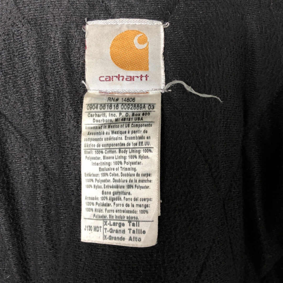 00'S Carhartt Active Jacket Duck Full Zip Hoodie Men's XL cotton navy blue type Vintage Second Hand