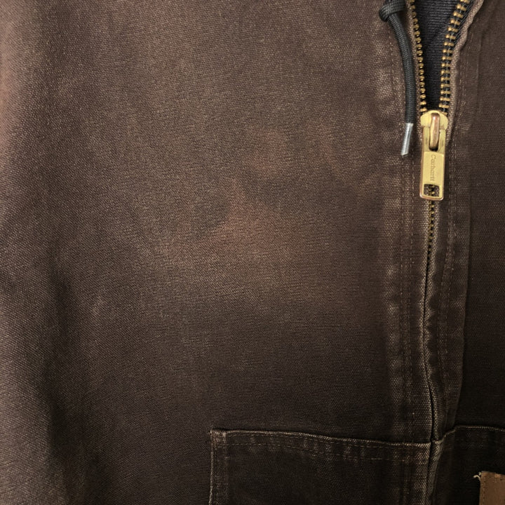 Carhartt Active Jacket Duck Full Zip Hoodie Men's XL cotton brown type Vintage Second Hand