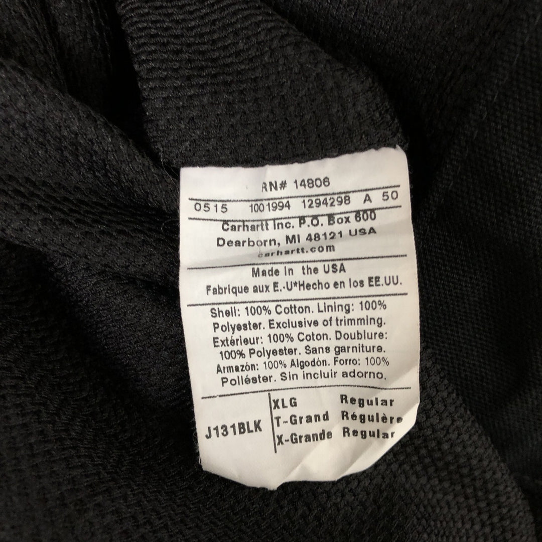 Carhartt Active Jacket Duck Full Zip Parka Made in USA Men's L size cotton black type Vintage Second Hand