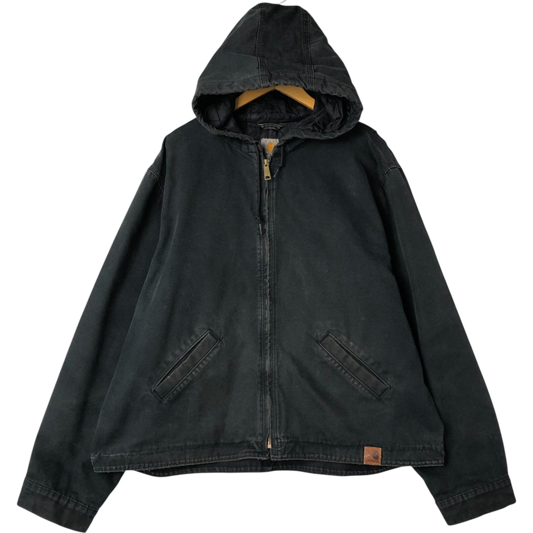 Carhartt Active Jacket Duck Full Zip Hoodie Men's XXL cotton black type Vintage Second Hand