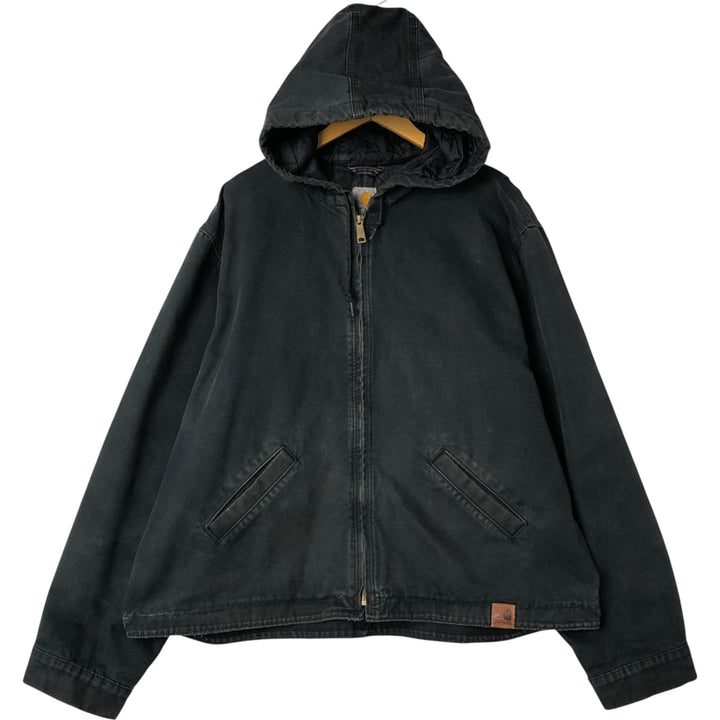 Carhartt Active Jacket Duck Full Zip Hoodie Men's XXL cotton black type Vintage Second Hand