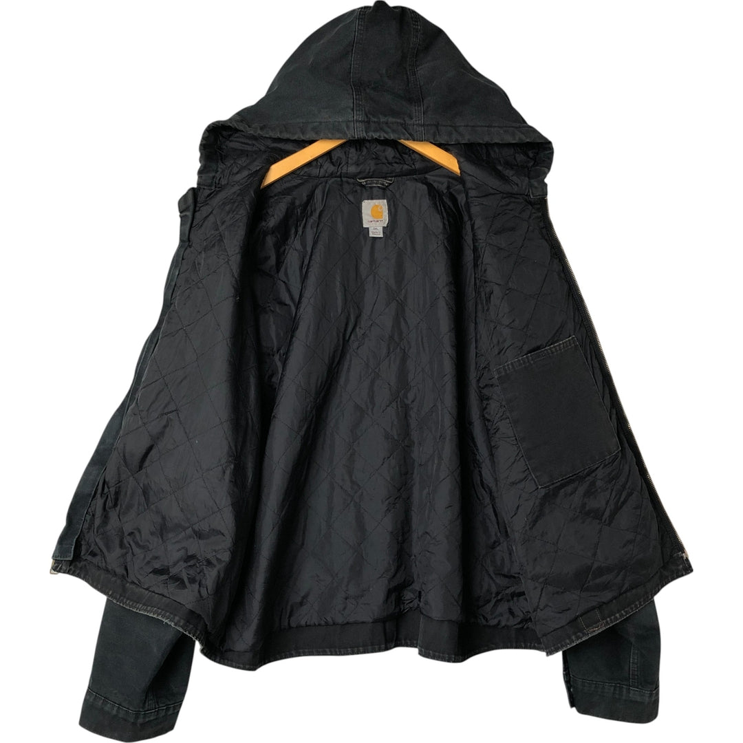 Carhartt Active Jacket Duck Full Zip Hoodie Men's XXL cotton black type Vintage Second Hand