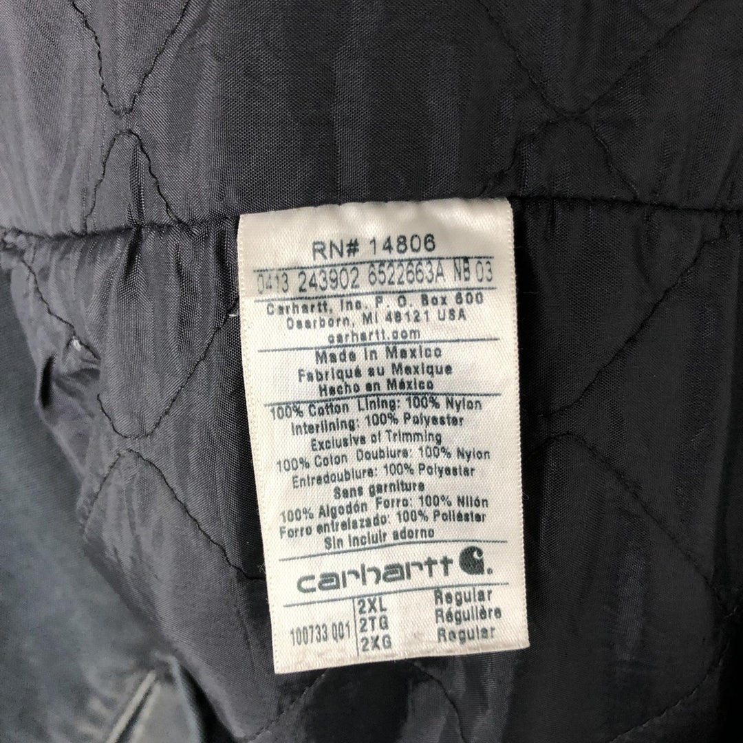 Carhartt Active Jacket Duck Full Zip Hoodie Men's XXL cotton black type Vintage Second Hand