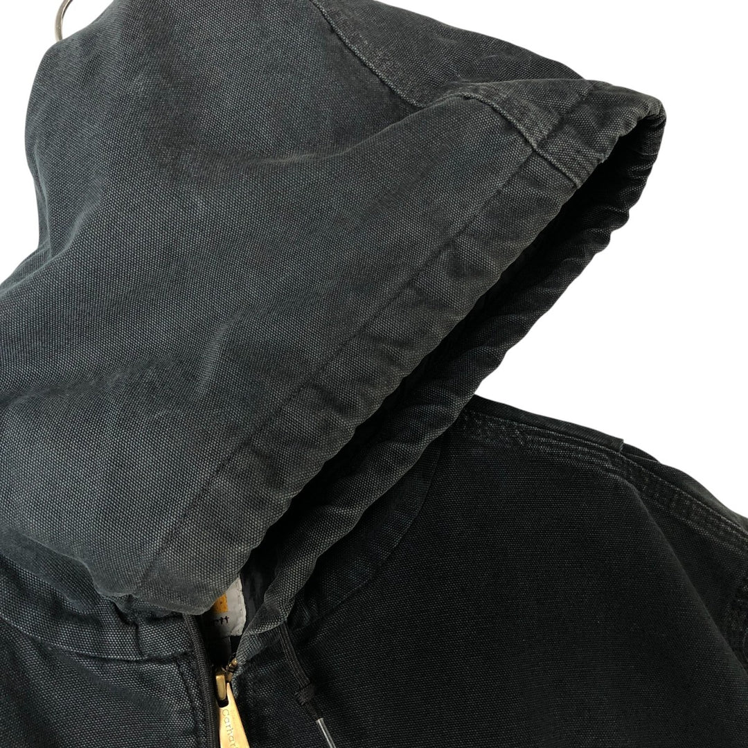 Carhartt Active Jacket Duck Full Zip Hoodie Men's XXL cotton black type Vintage Second Hand