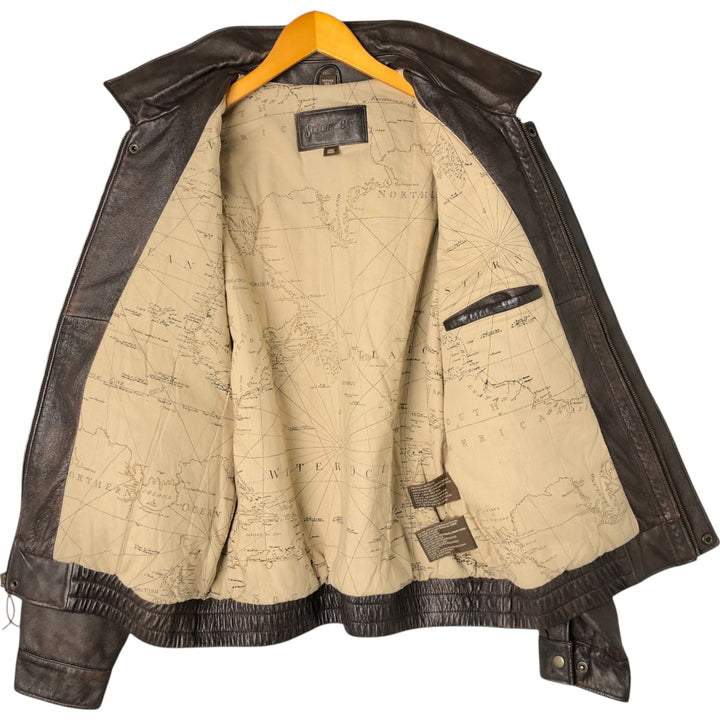 ST. JOHN'S BAY A-2 type padded leather flight jacket, men's size L genuine leather brown type Vintage Second Hand