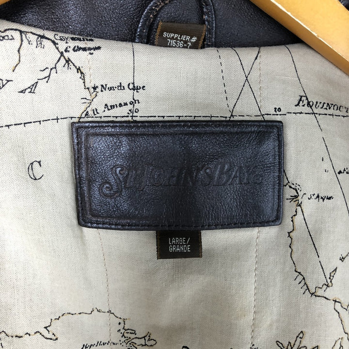 ST. JOHN'S BAY A-2 type padded leather flight jacket, men's size L genuine leather brown type Vintage Second Hand