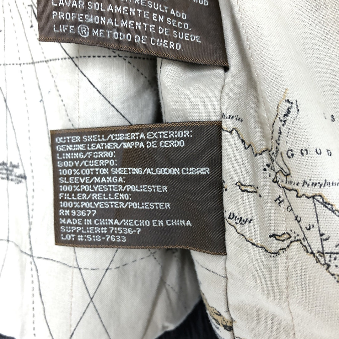 ST. JOHN'S BAY A-2 type padded leather flight jacket, men's size L genuine leather brown type Vintage Second Hand