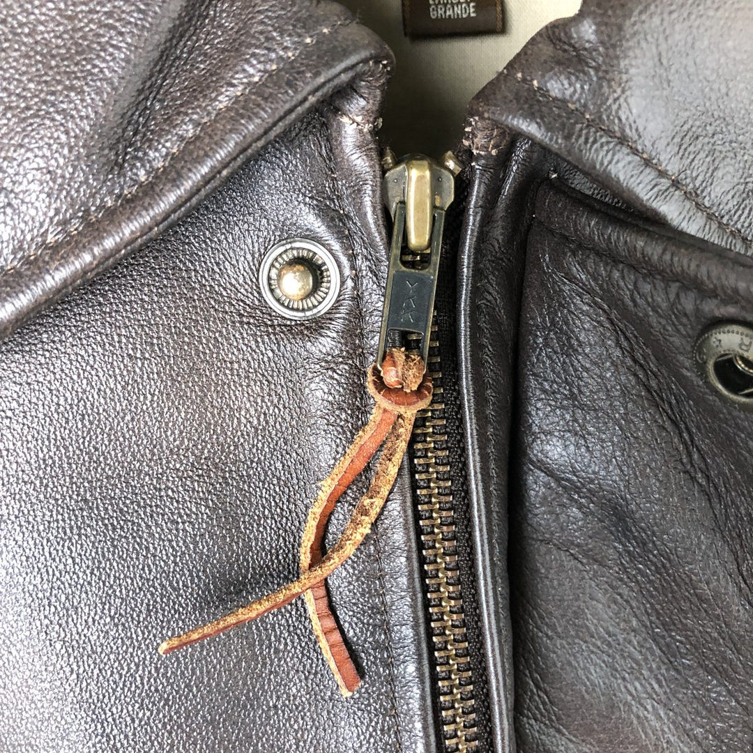 ST. JOHN'S BAY A-2 type padded leather flight jacket, men's size L genuine leather brown type Vintage Second Hand