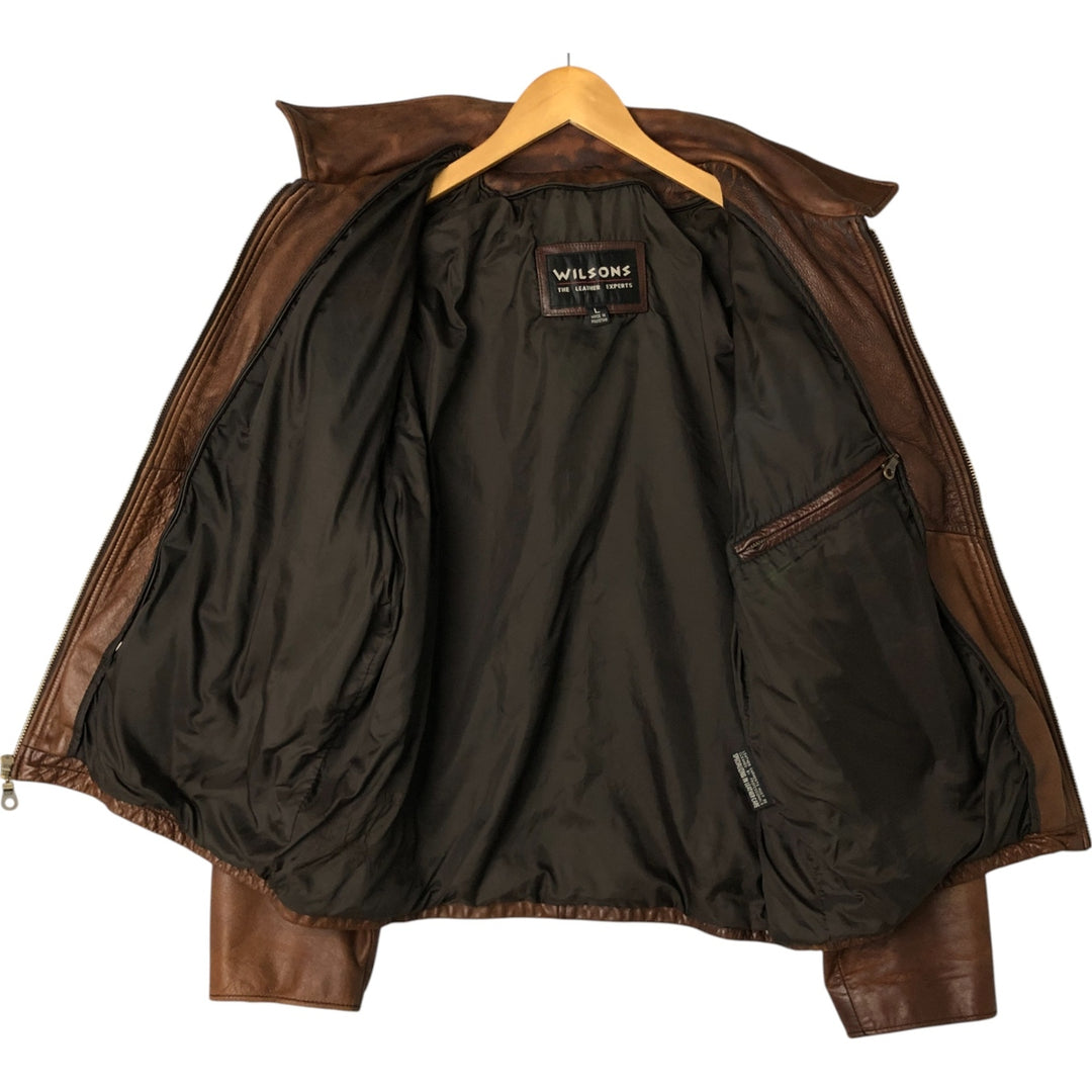WILSONS Swing Top Type Padded Leather Blouson Men's Size L genuine leather brown type Vintage Second Hand