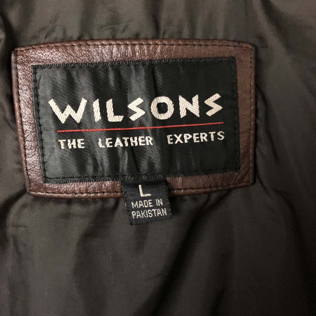 WILSONS Swing Top Type Padded Leather Blouson Men's Size L genuine leather brown type Vintage Second Hand