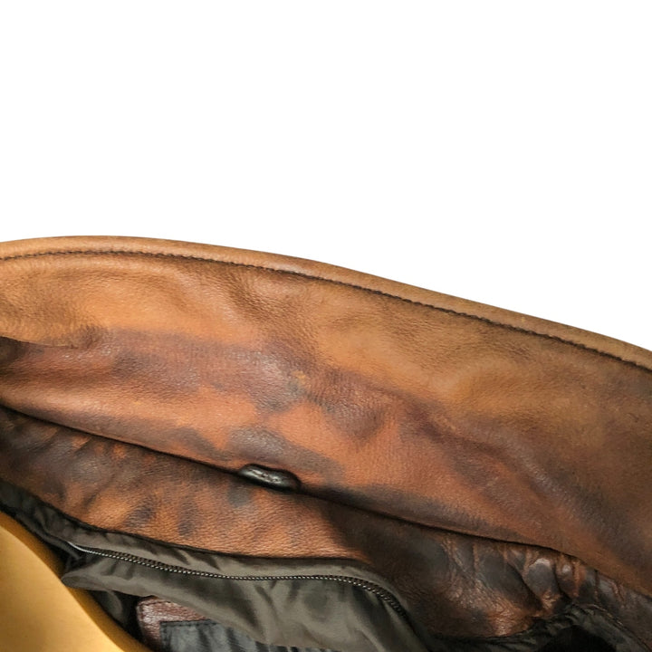 WILSONS Swing Top Type Padded Leather Blouson Men's Size L genuine leather brown type Vintage Second Hand