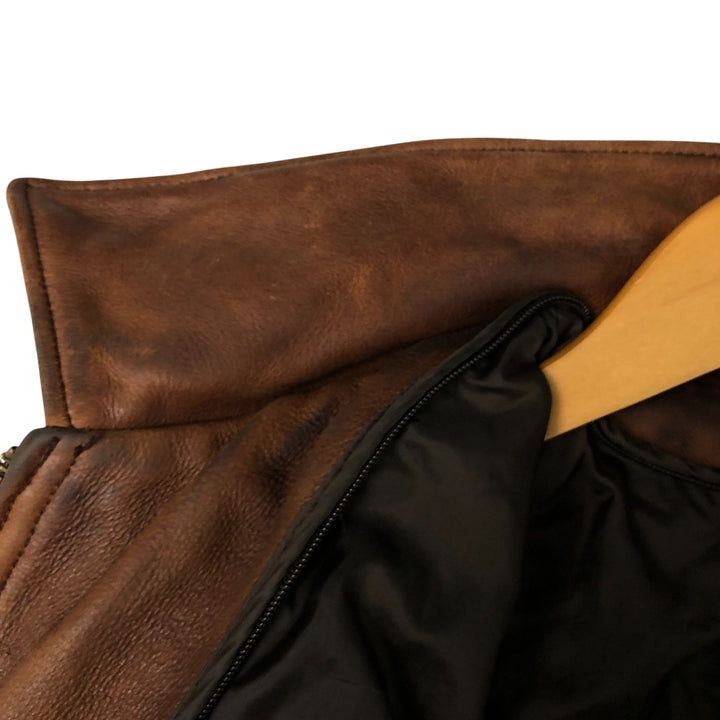 WILSONS Swing Top Type Padded Leather Blouson Men's Size L genuine leather brown type Vintage Second Hand