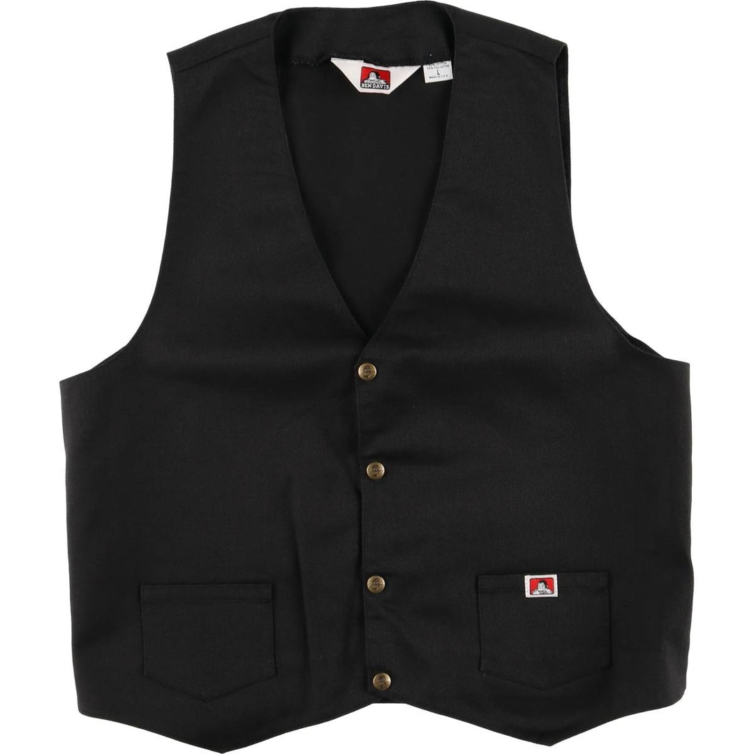 90'S Ben Davis work vest, made in USA, men's size L, vintage cotton black type Vintage Second Hand