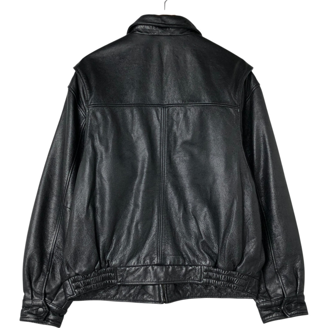 90'S St. John's Bay Swing Top Type Padded Leather Blouson Men's Size L Vintage genuine leather black type Vintage Second Hand