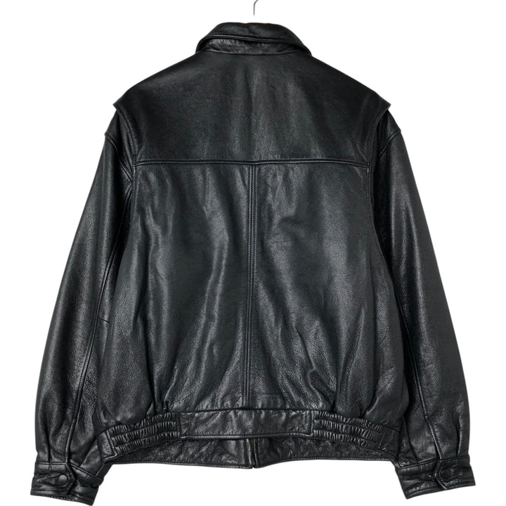 90'S St. John's Bay Swing Top Type Padded Leather Blouson Men's Size L Vintage genuine leather black type Vintage Second Hand