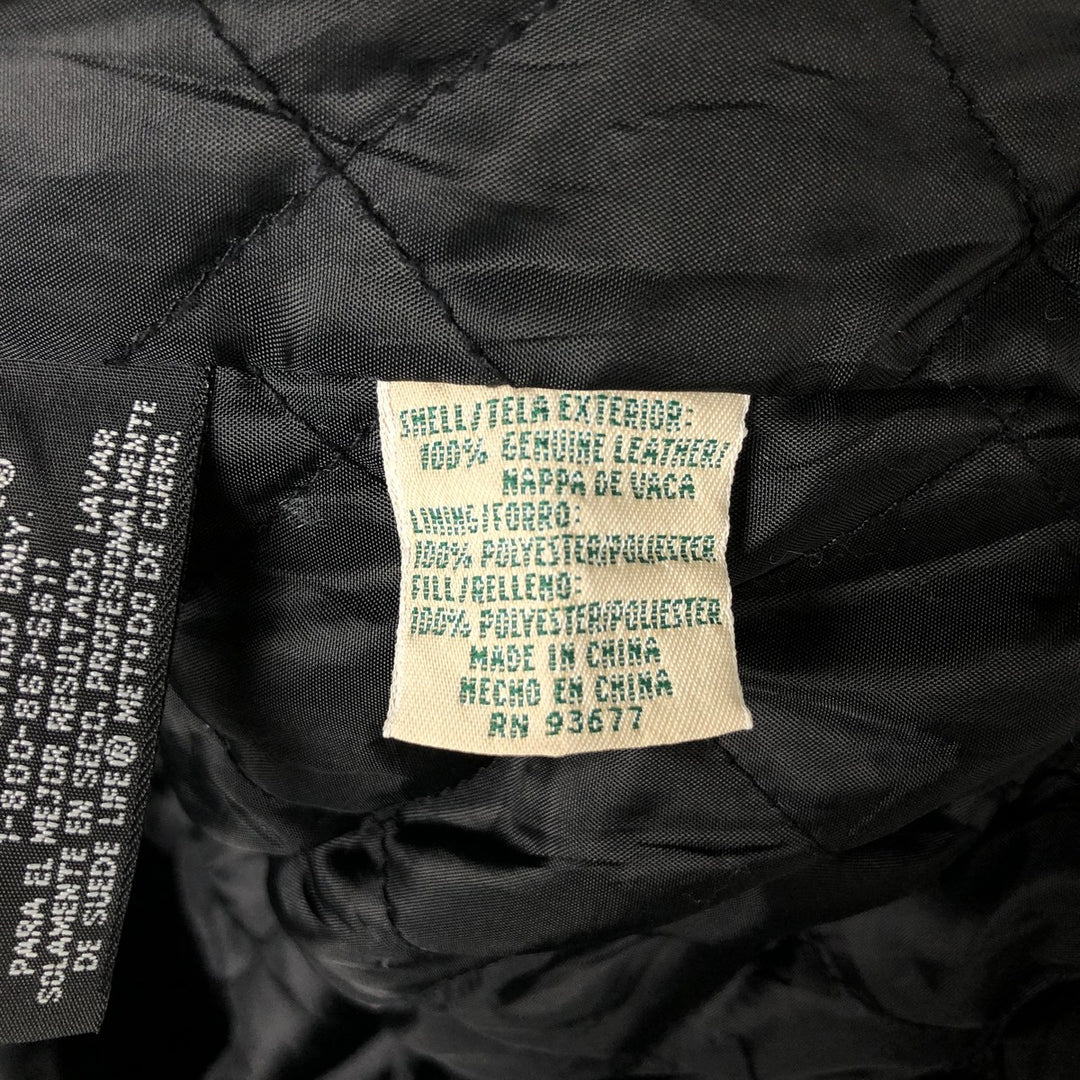 90'S St. John's Bay Swing Top Type Padded Leather Blouson Men's Size L Vintage genuine leather black type Vintage Second Hand