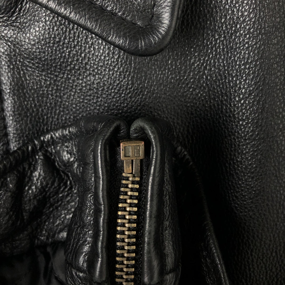 90'S St. John's Bay Swing Top Type Padded Leather Blouson Men's Size L Vintage genuine leather black type Vintage Second Hand