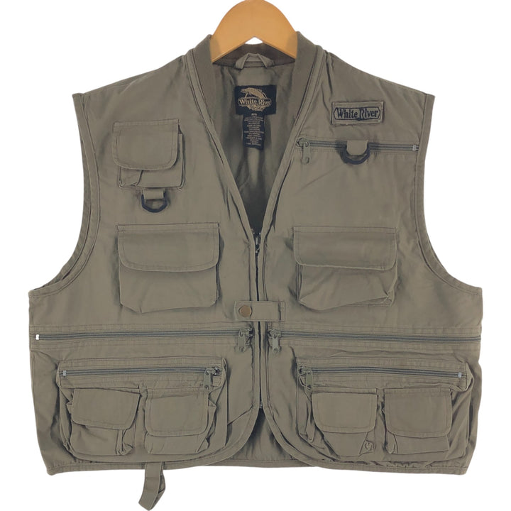 White River Fishing Vest, Men's M Size cotton Beige type Vintage Second Hand