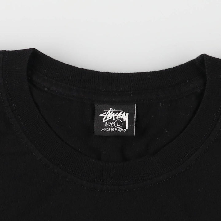 STUSSY surf skate T-shirt, men's size L cotton black type Vintage Second Hand