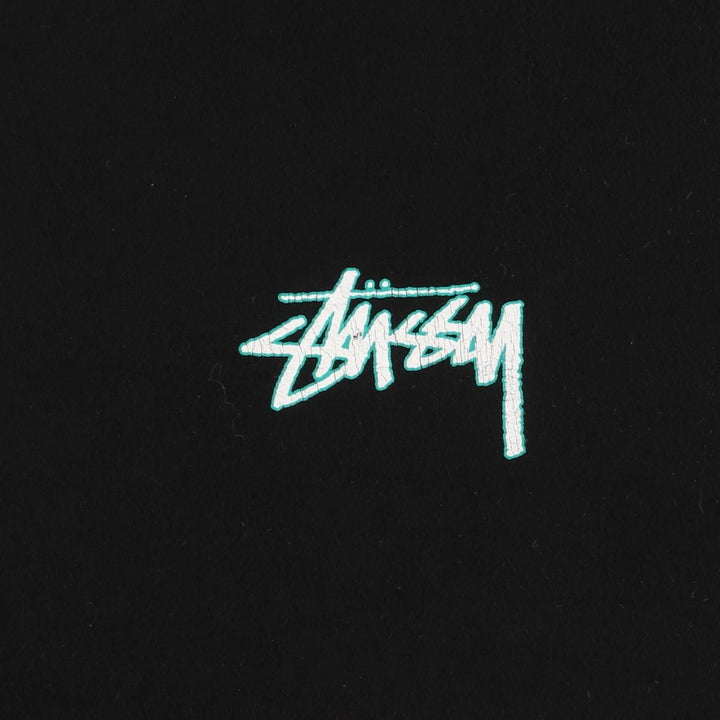 STUSSY surf skate T-shirt, men's size L cotton black type Vintage Second Hand