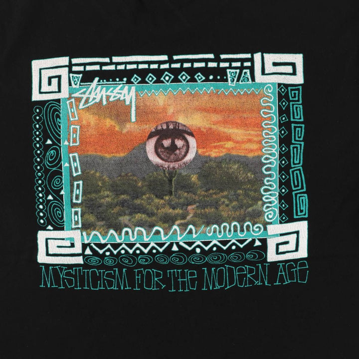 STUSSY surf skate T-shirt, men's size L cotton black type Vintage Second Hand