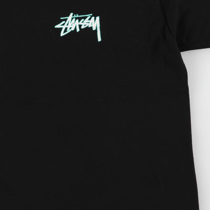 STUSSY surf skate T-shirt, men's size L cotton black type Vintage Second Hand
