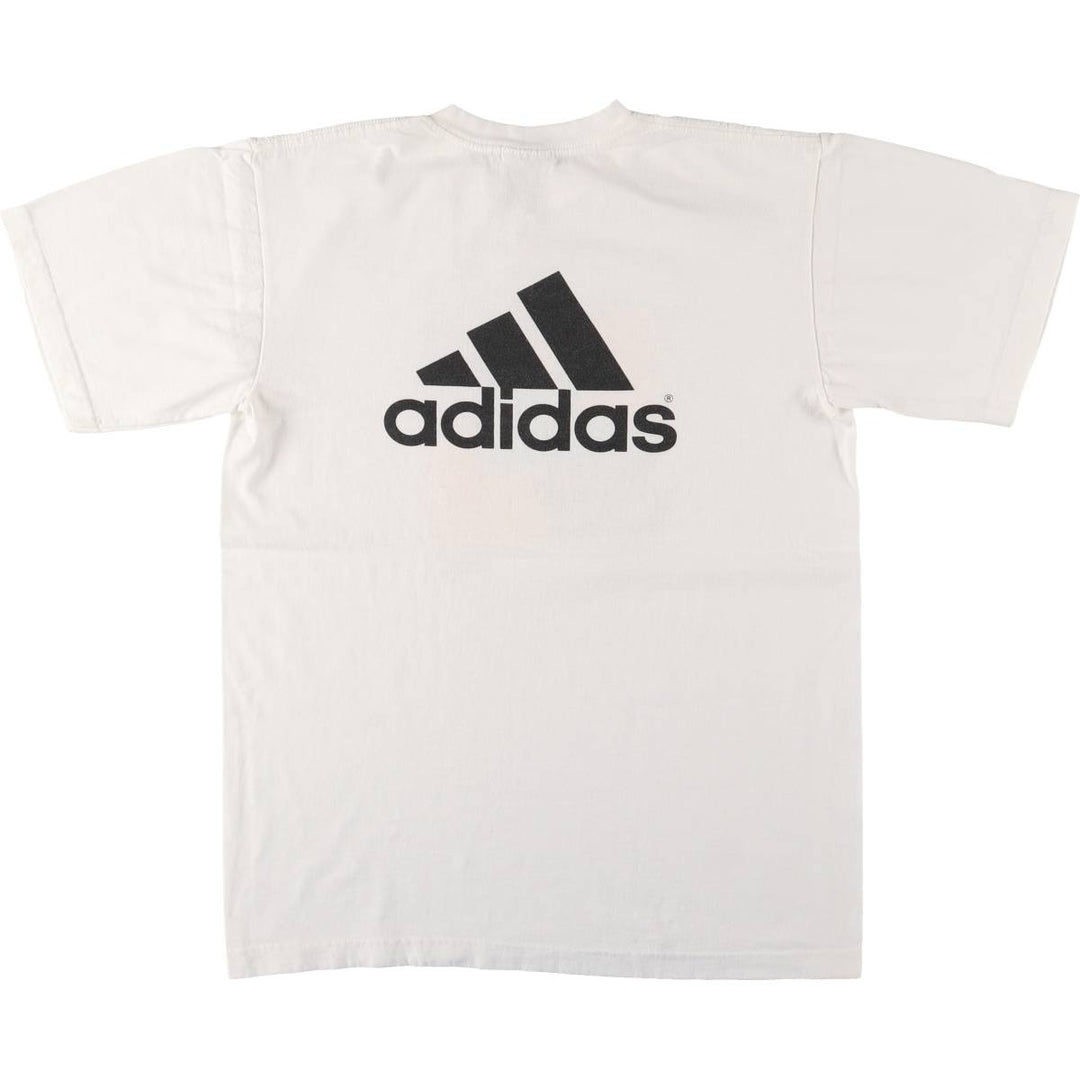 00'S Adidas sports print T-shirt, men's size S cotton white type Vintage Second Hand
