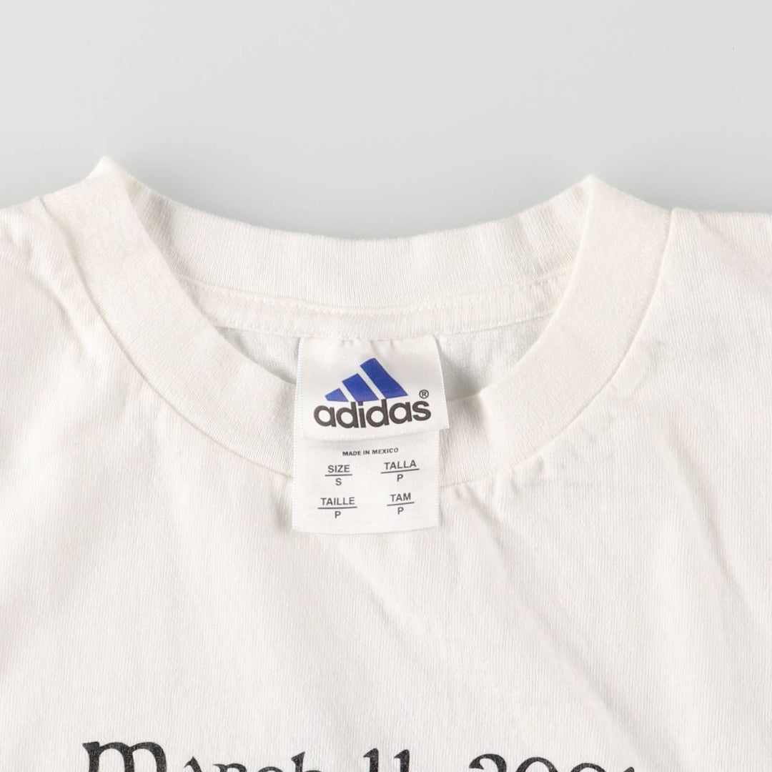 00'S Adidas sports print T-shirt, men's size S cotton white type Vintage Second Hand