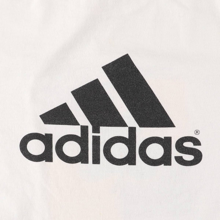 00'S Adidas sports print T-shirt, men's size S cotton white type Vintage Second Hand