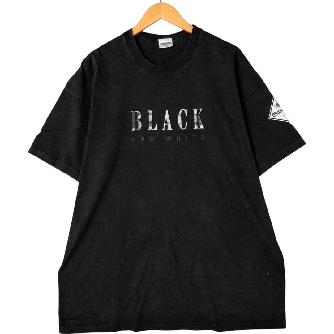 Black and White Advertising T-shirt Men's XL size cotton black type Vintage Second Hand