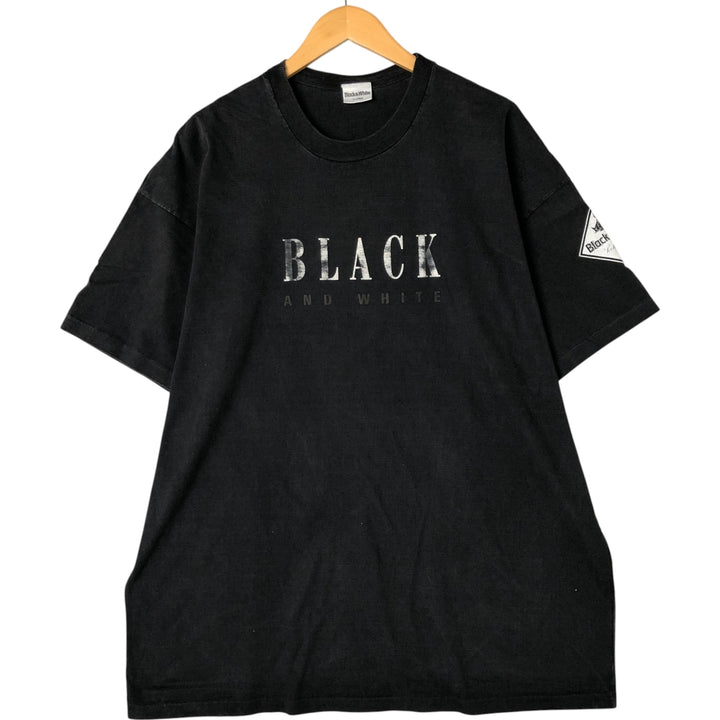Black and White Advertising T-shirt Men's XL size cotton black type Vintage Second Hand