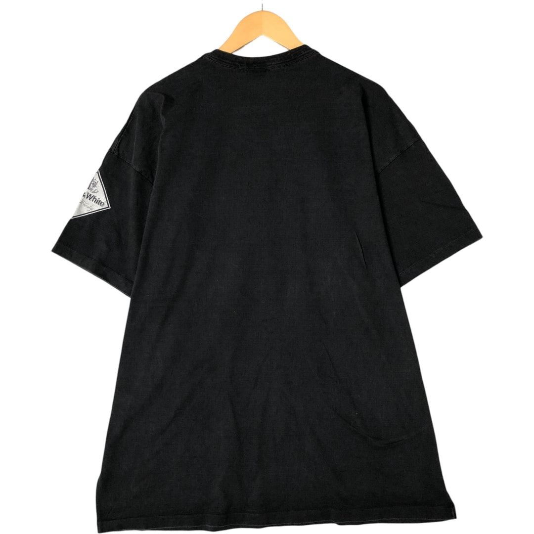 Black and White Advertising T-shirt Men's XL size cotton black type Vintage Second Hand
