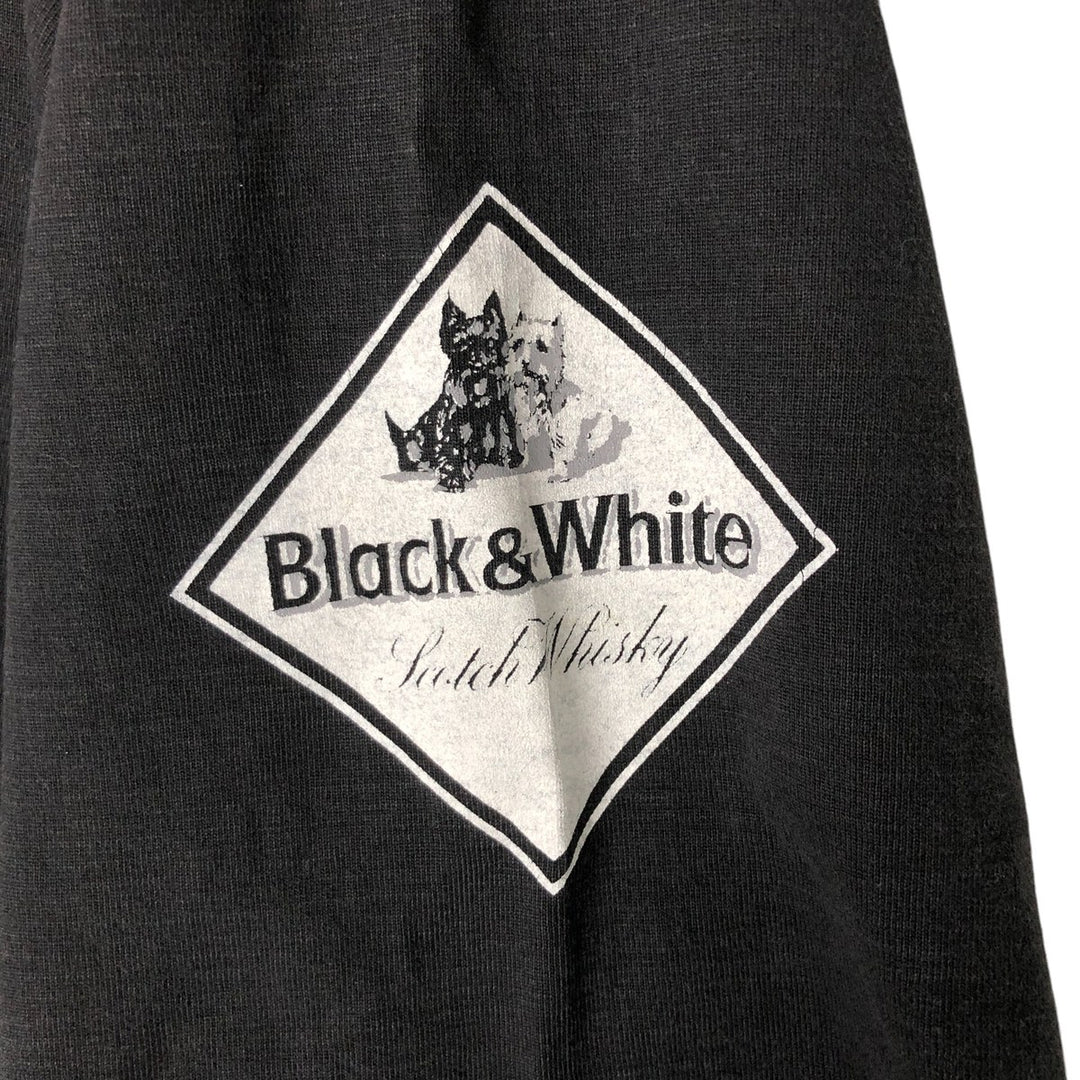 Black and White Advertising T-shirt Men's XL size cotton black type Vintage Second Hand
