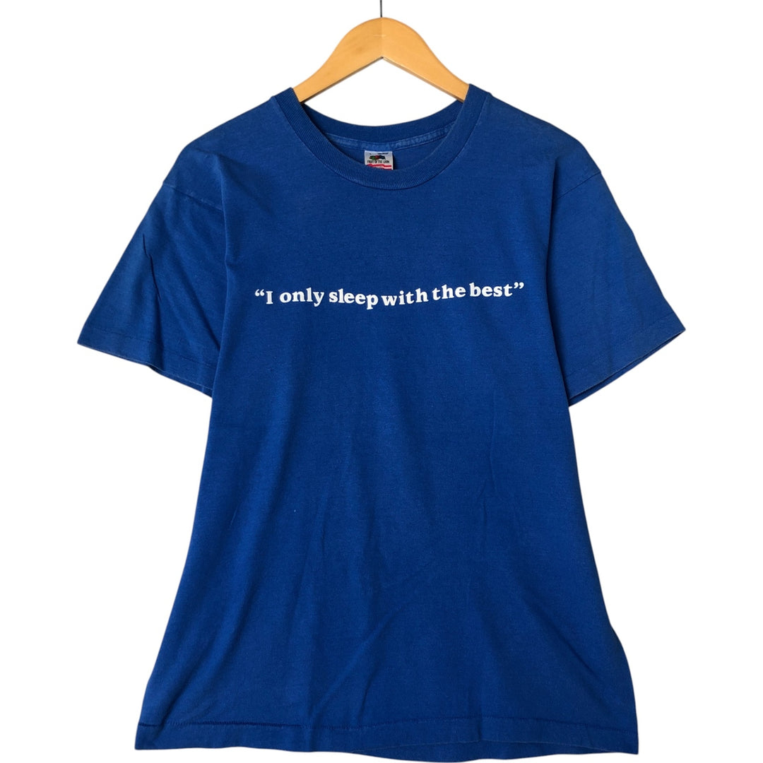 90'S Fruit of the Loom SIMMONS Advertising T-shirt Made in USA Men's L Vintage cotton blue type Vintage Second Hand