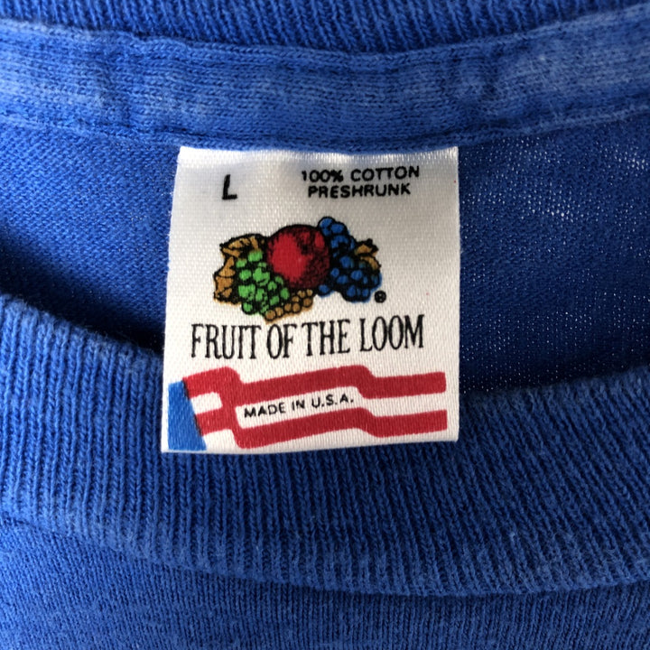 90'S Fruit of the Loom SIMMONS Advertising T-shirt Made in USA Men's L Vintage cotton blue type Vintage Second Hand