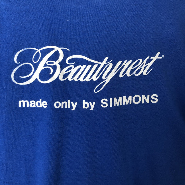 90'S Fruit of the Loom SIMMONS Advertising T-shirt Made in USA Men's L Vintage cotton blue type Vintage Second Hand