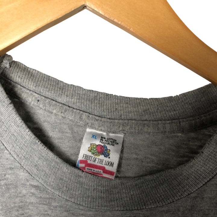 90'S Fruit of the Loom printed T-shirt, made in the USA, men's XL size, vintage cotton gray type Vintage Second Hand
