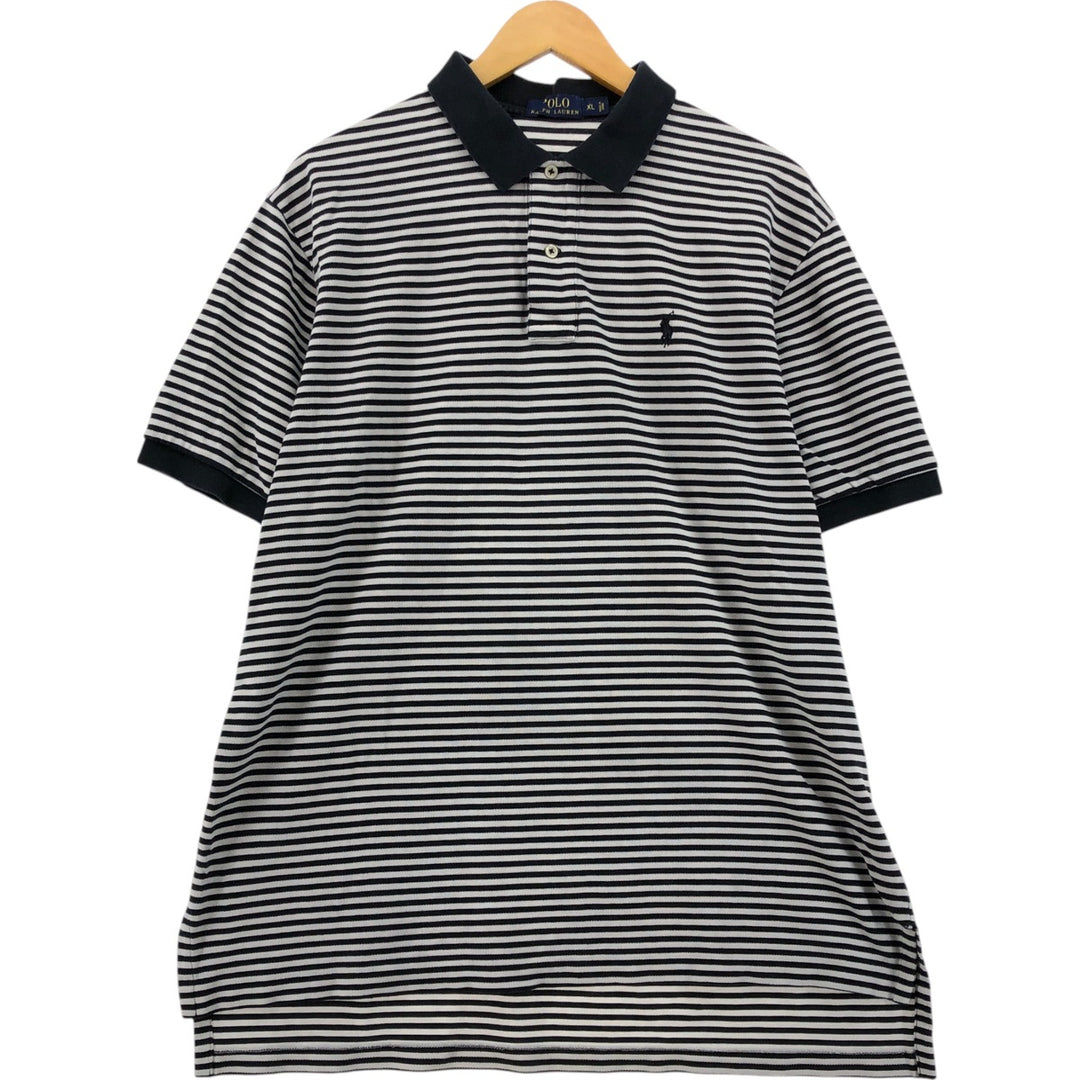 Ralph Lauren POLO RALPH LAUREN Short Sleeve Striped Polo Shirt Men's XL cotton black type Vintage Second Hand