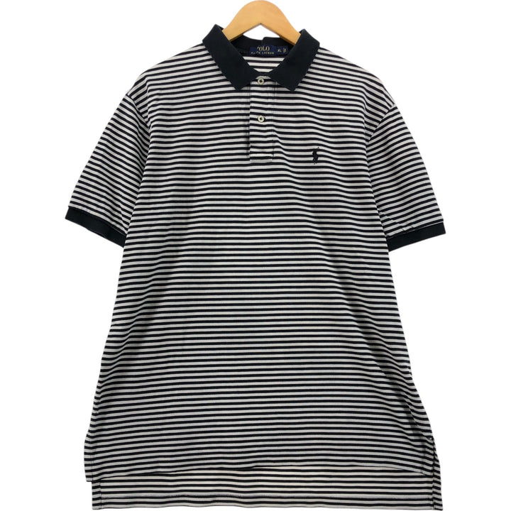 Ralph Lauren POLO RALPH LAUREN Short Sleeve Striped Polo Shirt Men's XL cotton black type Vintage Second Hand