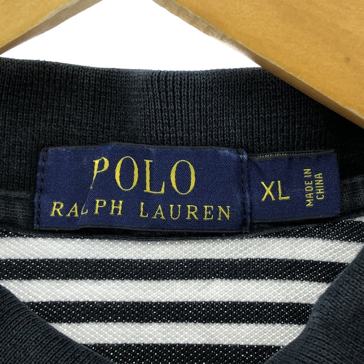 Ralph Lauren POLO RALPH LAUREN Short Sleeve Striped Polo Shirt Men's XL cotton black type Vintage Second Hand