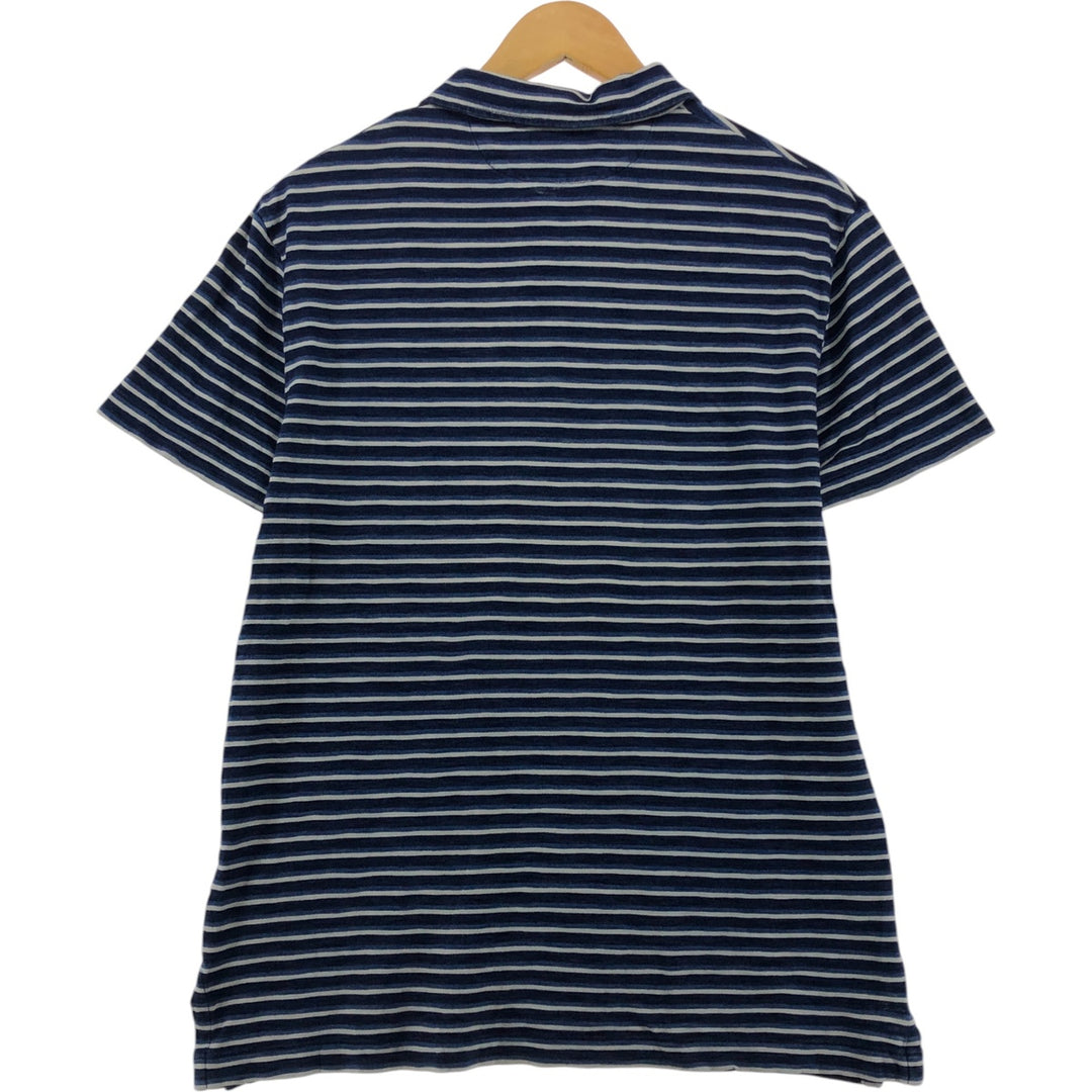 Ralph Lauren POLO RALPH LAUREN Multi-border short sleeve border polo shirt Men's M size cotton navy blue type Vintage Second Hand