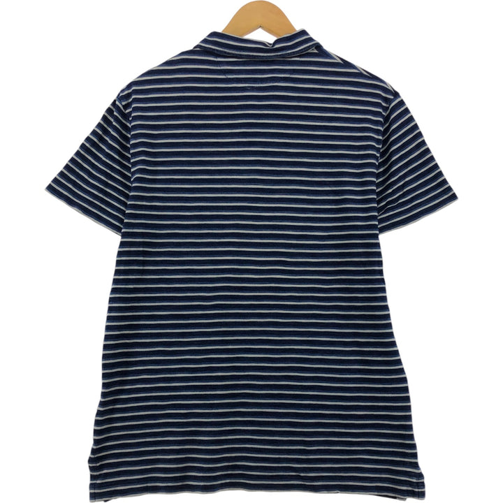 Ralph Lauren POLO RALPH LAUREN Multi-border short sleeve border polo shirt Men's M size cotton navy blue type Vintage Second Hand