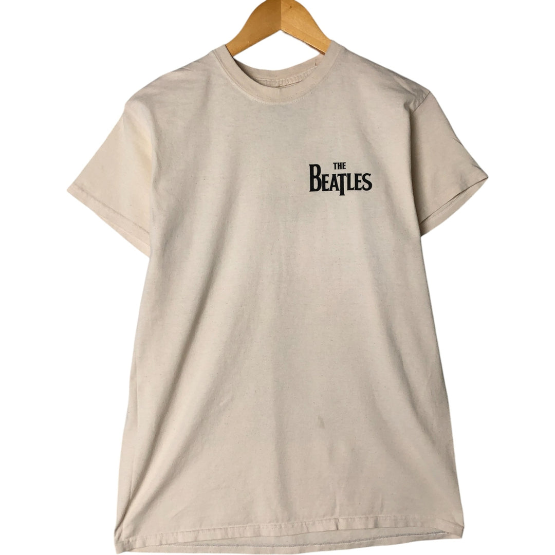 THE BEATLES Band T-shirt, Men's M size cotton Beige type Vintage Second Hand
